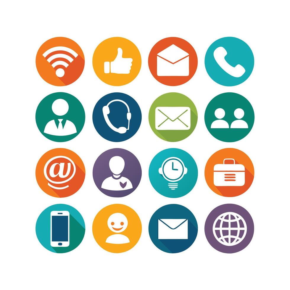 Contact Us icon set collection for websites and mobile applications vector