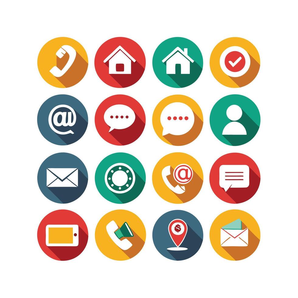 Contact Us icon set collection for websites and mobile applications vector