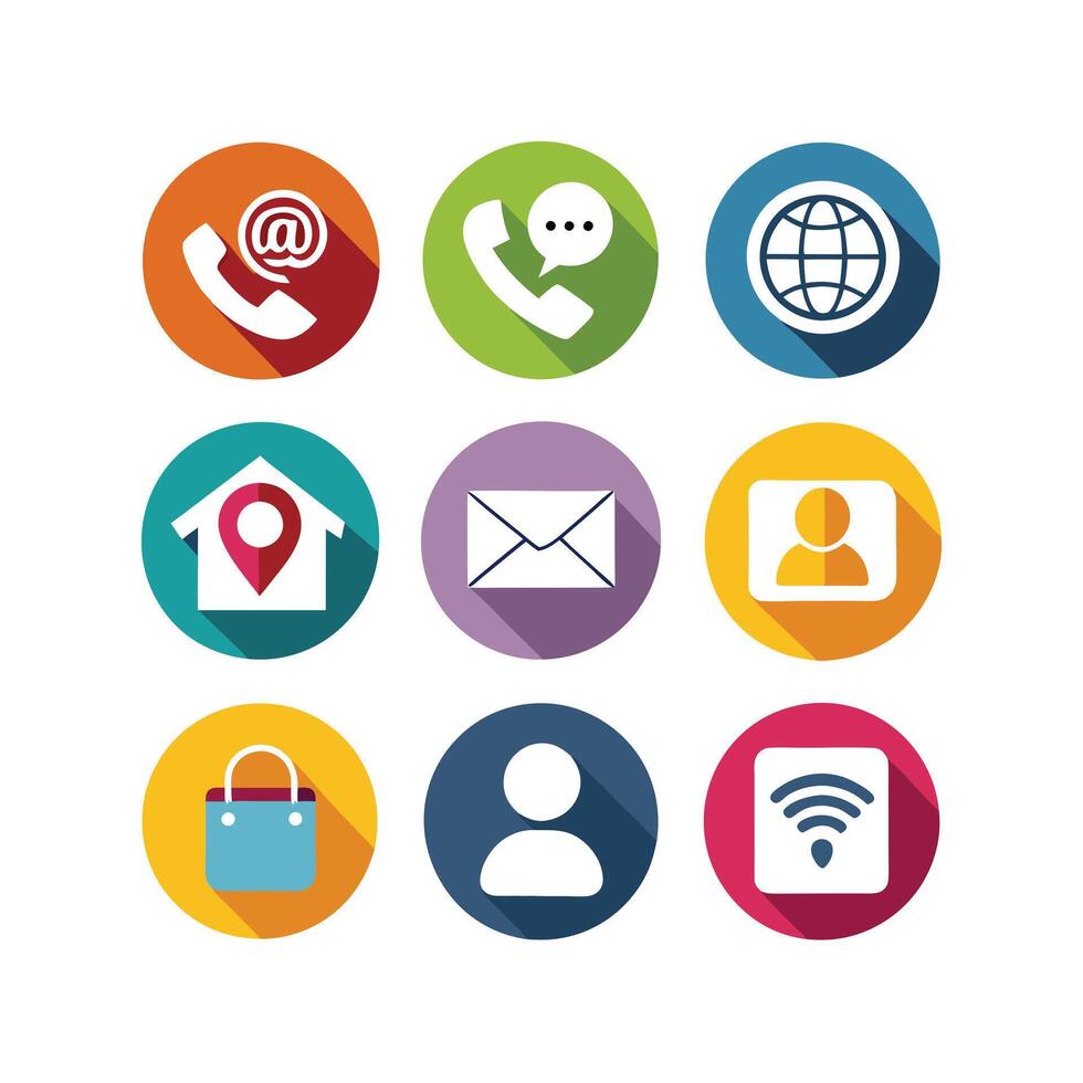 Contact Us icon set collection for websites and mobile applications vector