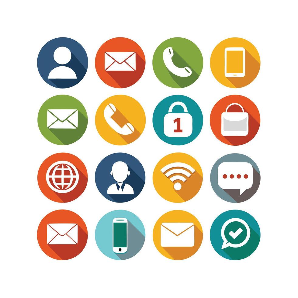 Contact Us icon set collection for websites and mobile applications vector