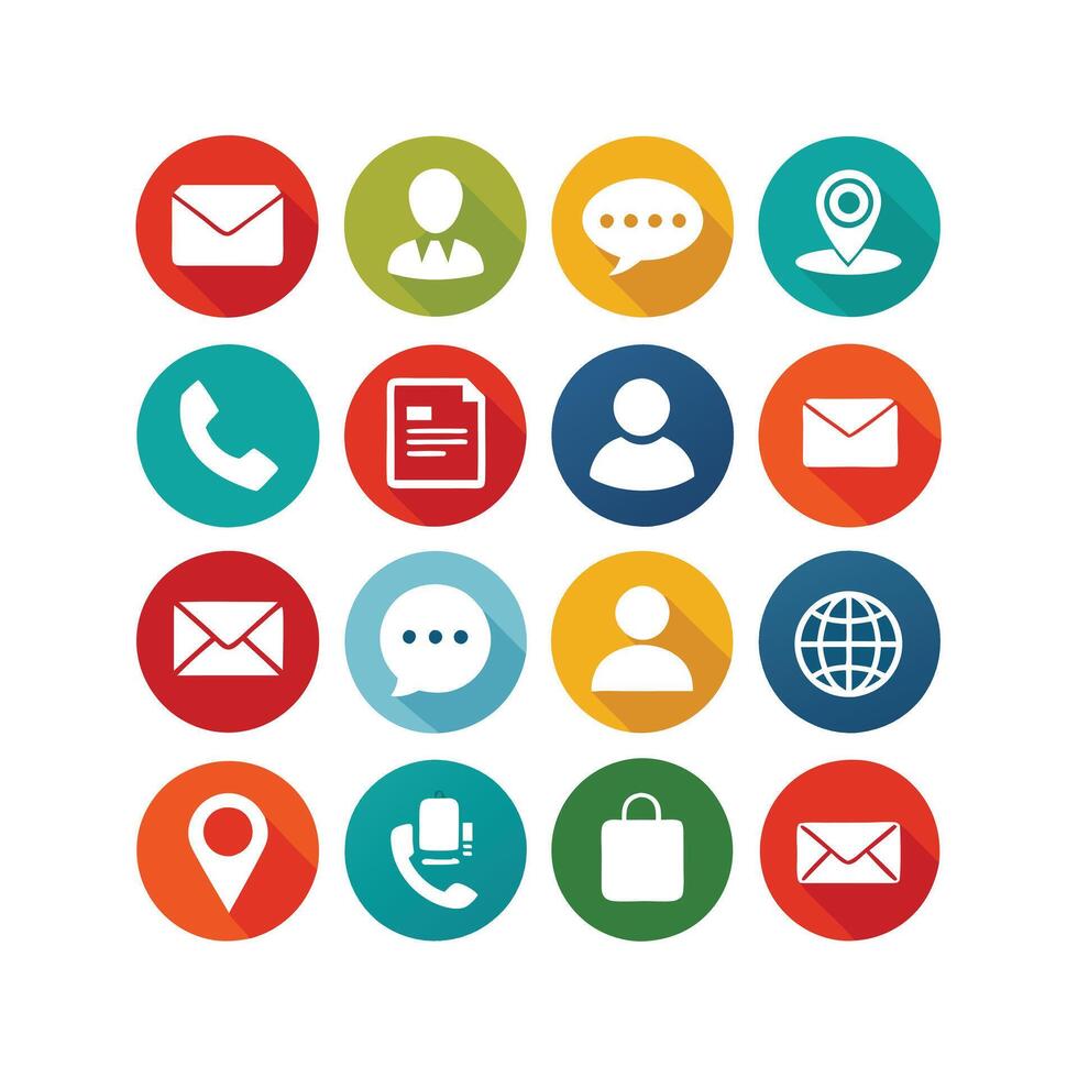 Contact Us icon set collection for websites and mobile applications vector