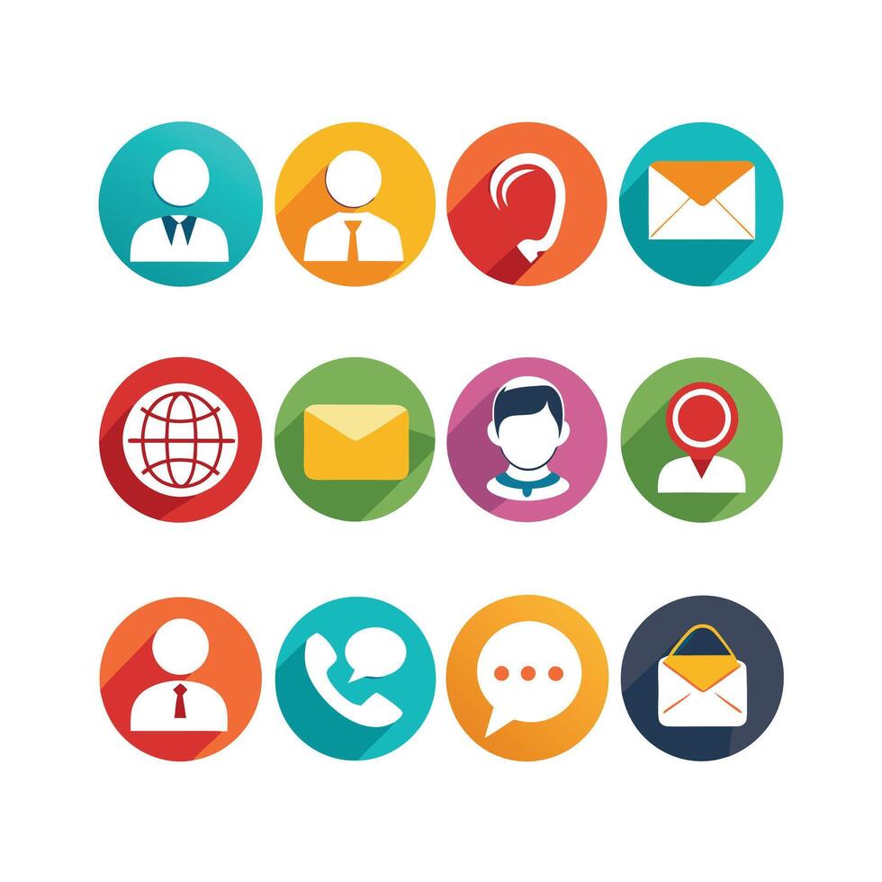 Contact Us icon set collection for websites and mobile applications vector