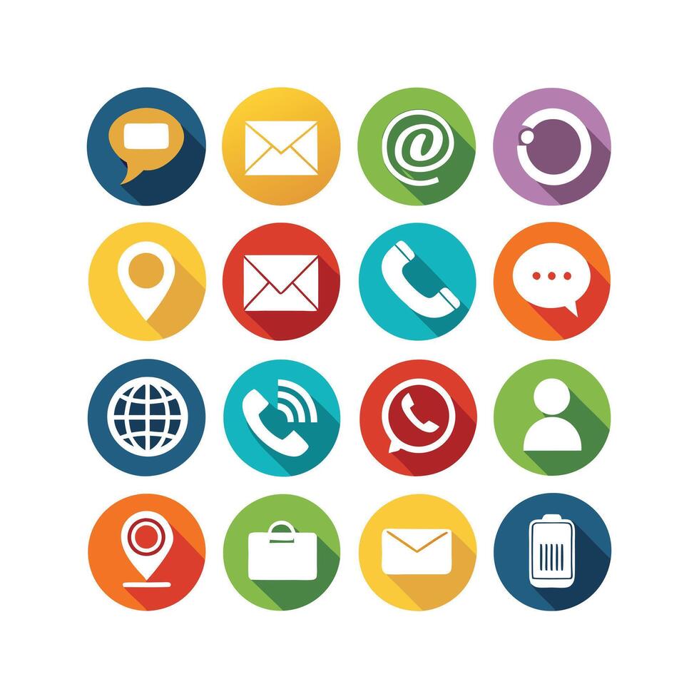 Contact Us icon set collection for websites and mobile applications vector