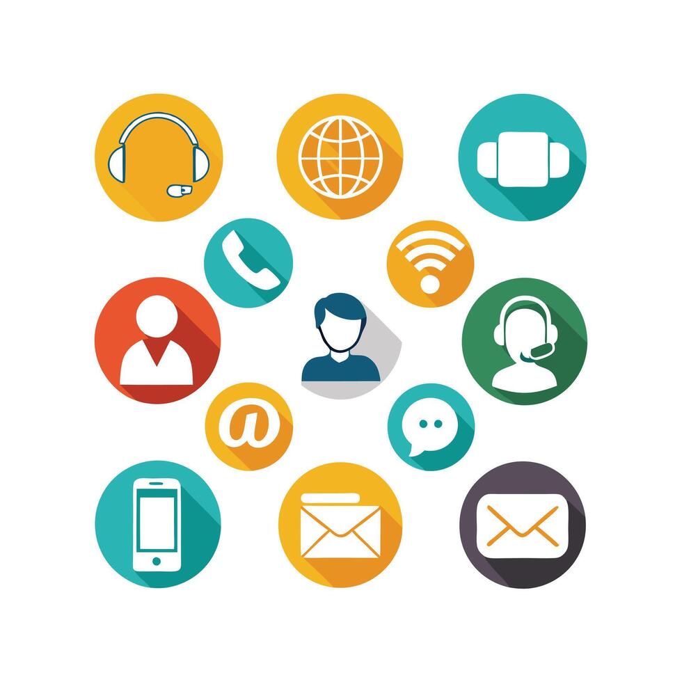 Contact Us icon set collection for websites and mobile applications vector
