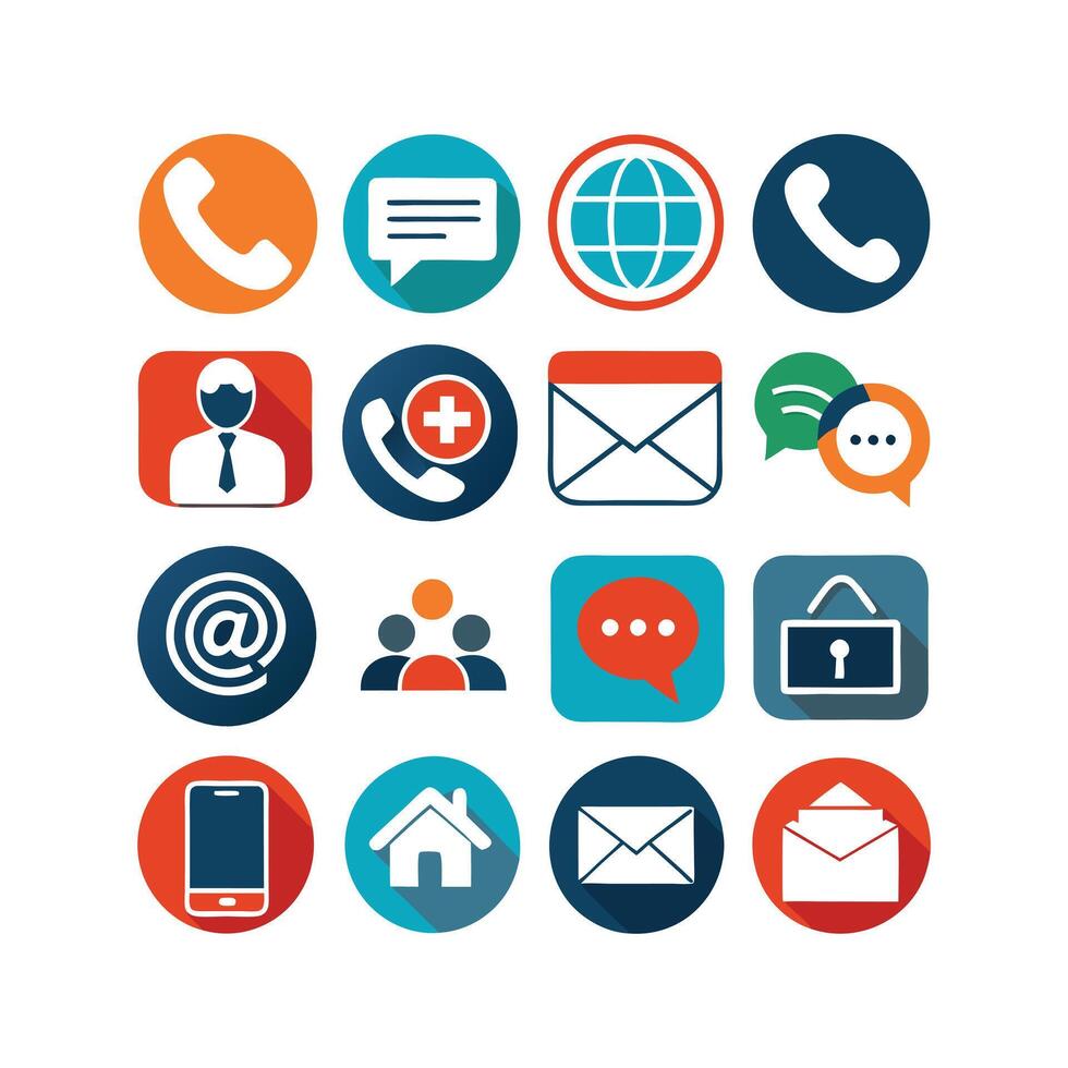 Contact Us icon set collection for websites and mobile applications vector
