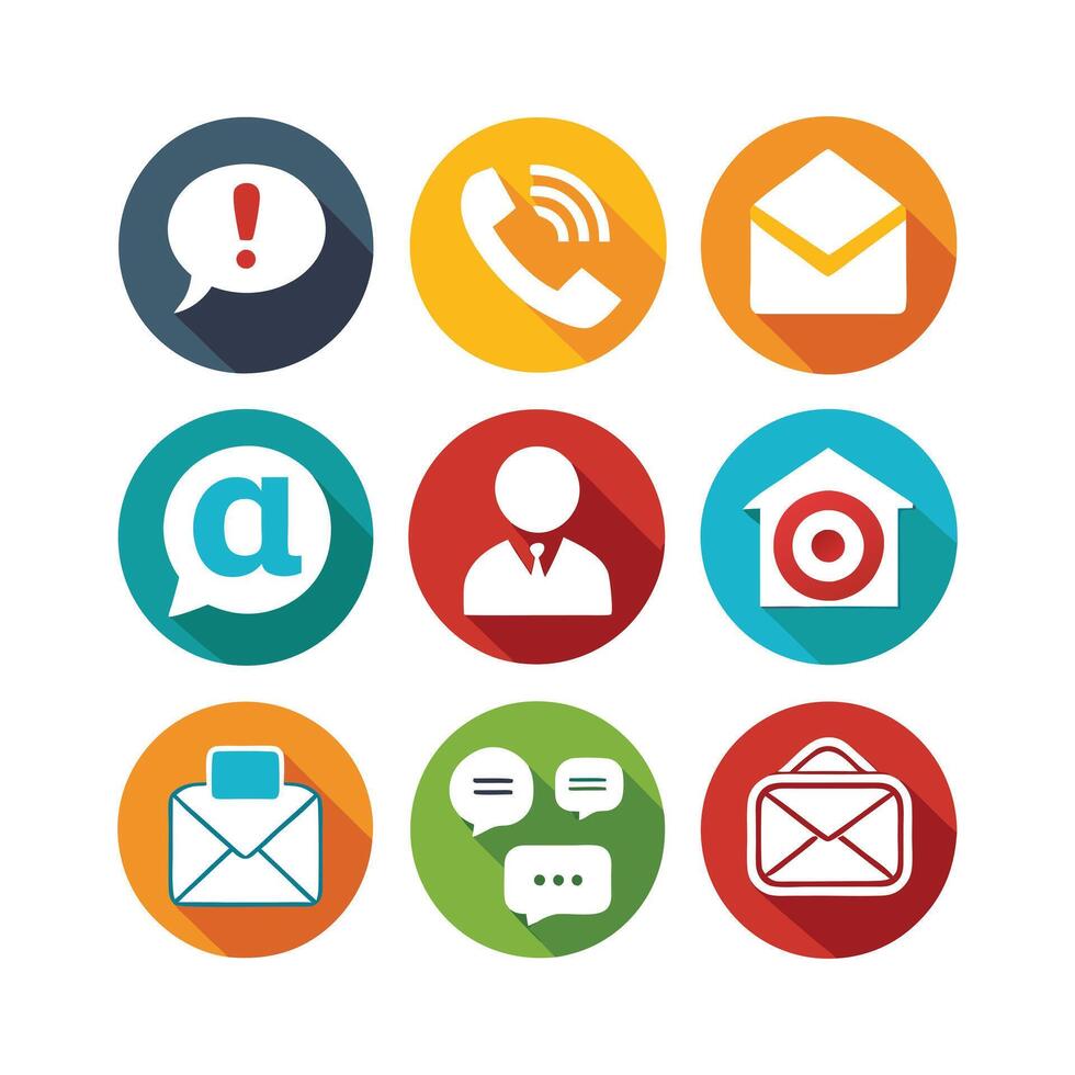 Contact Us icon set collection for websites and mobile applications vector
