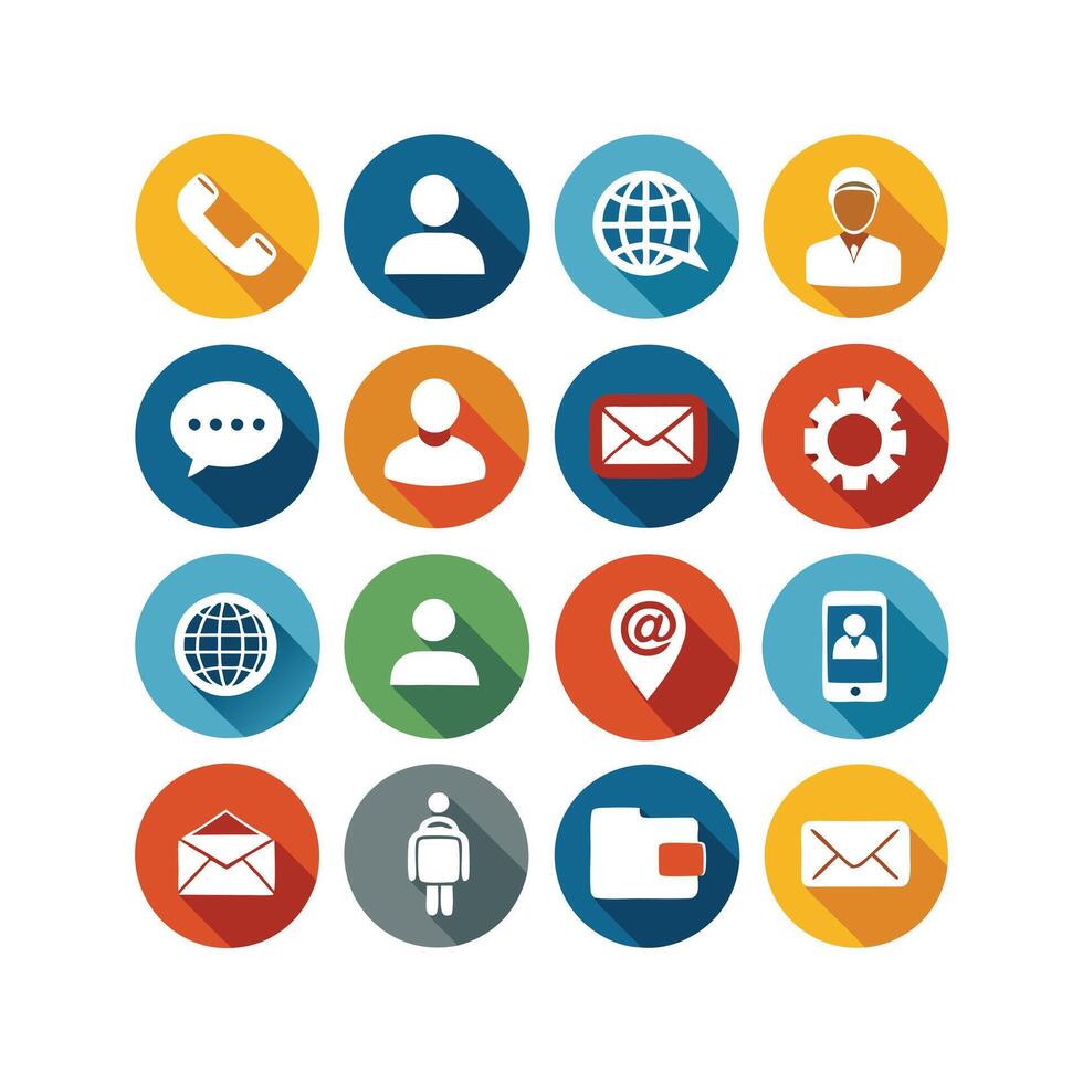 Contact Us icon set collection for websites and mobile applications vector