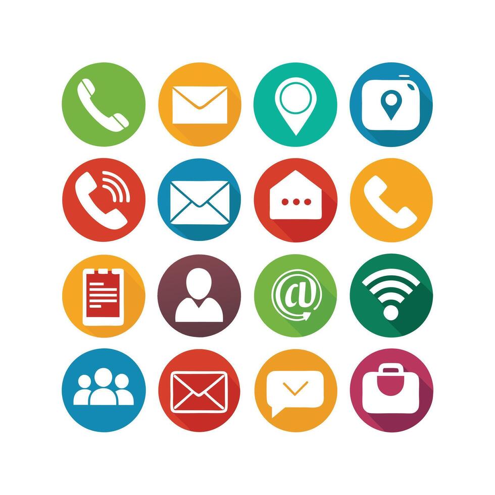 Contact Us icon set collection for websites and mobile applications vector
