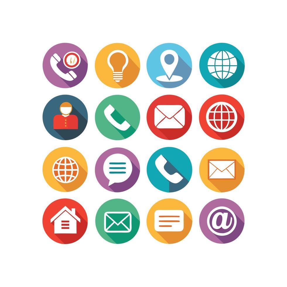 Contact Us icon set collection for websites and mobile applications vector