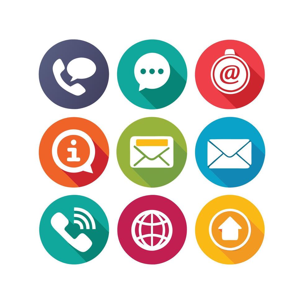 Contact Us icon set collection for websites and mobile applications vector