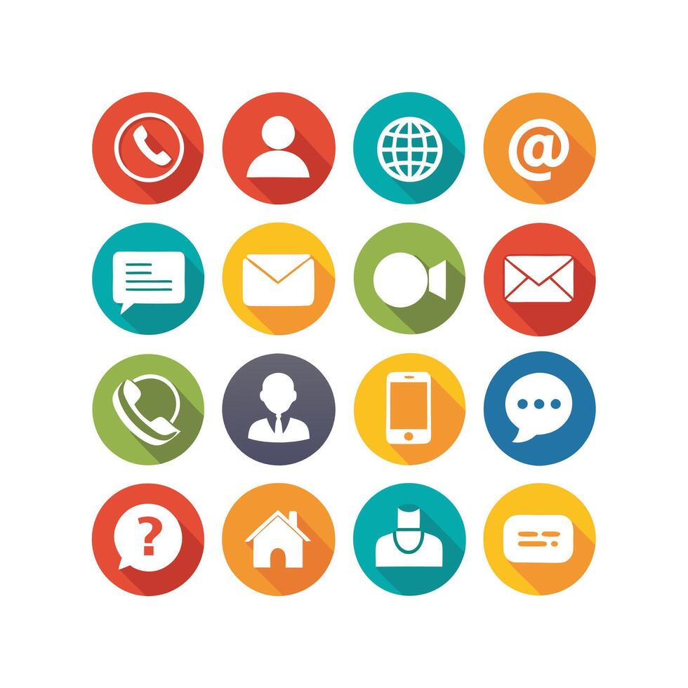 Contact Us icon set collection for websites and mobile applications vector