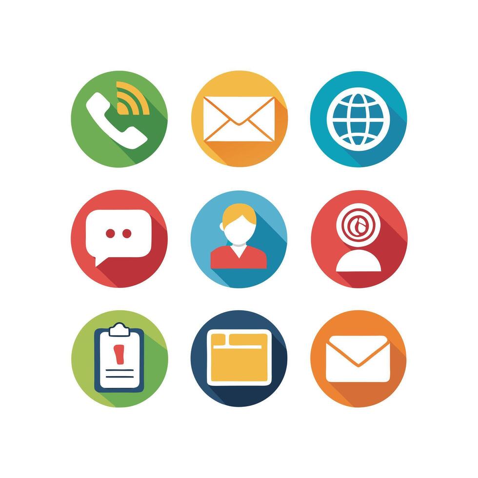 Contact Us icon set collection for websites and mobile applications vector