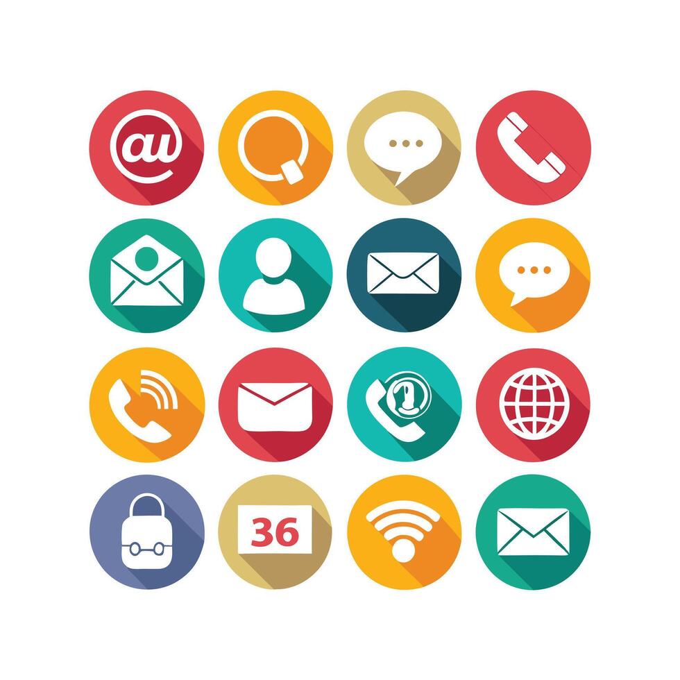 Contact Us icon set collection for websites and mobile applications vector
