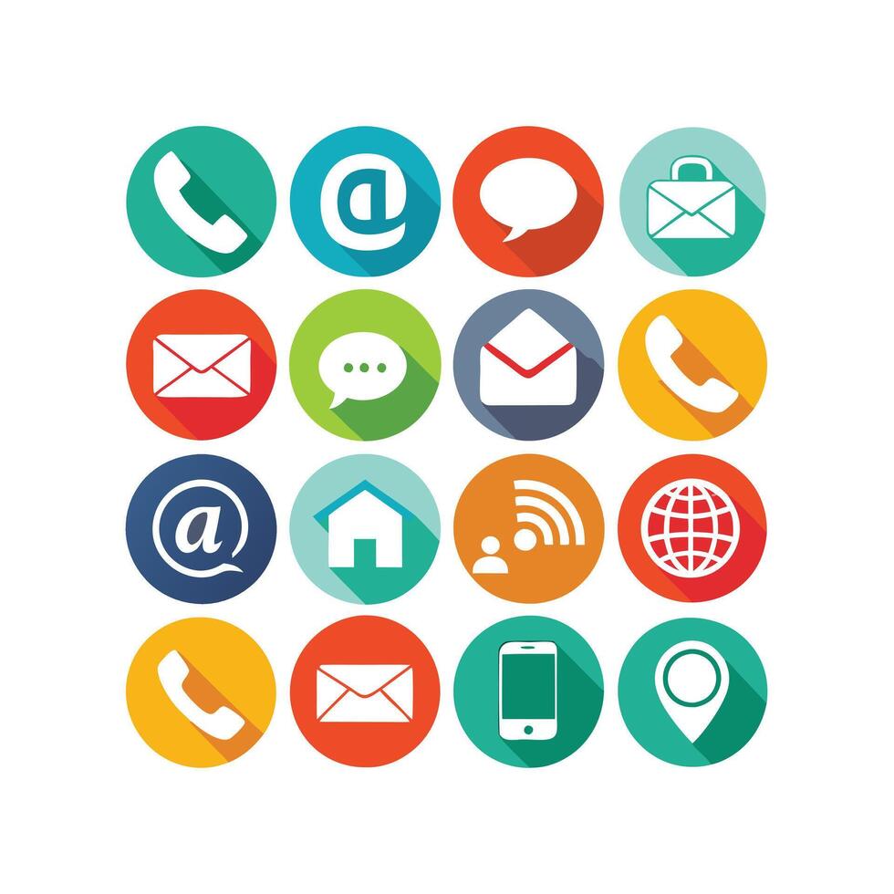 Contact Us icon set collection for websites and mobile applications vector