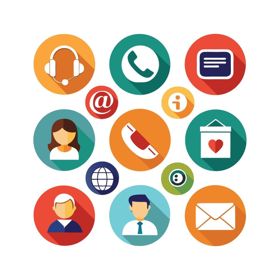 Contact Us icon set collection for websites and mobile applications vector