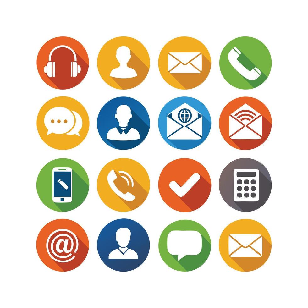 Contact Us icon set collection for websites and mobile applications vector