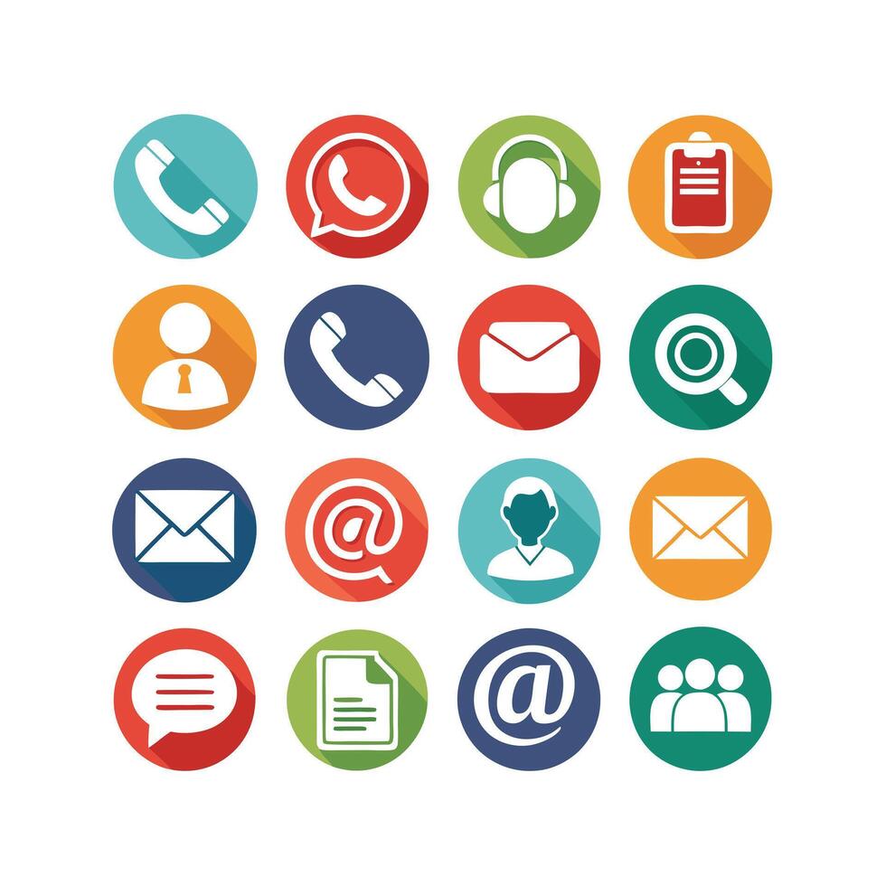 Contact Us icon set collection for websites and mobile applications vector