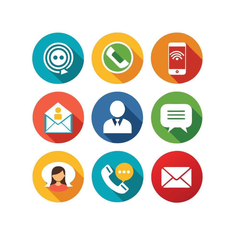Contact Us icon set collection for websites and mobile applications vector