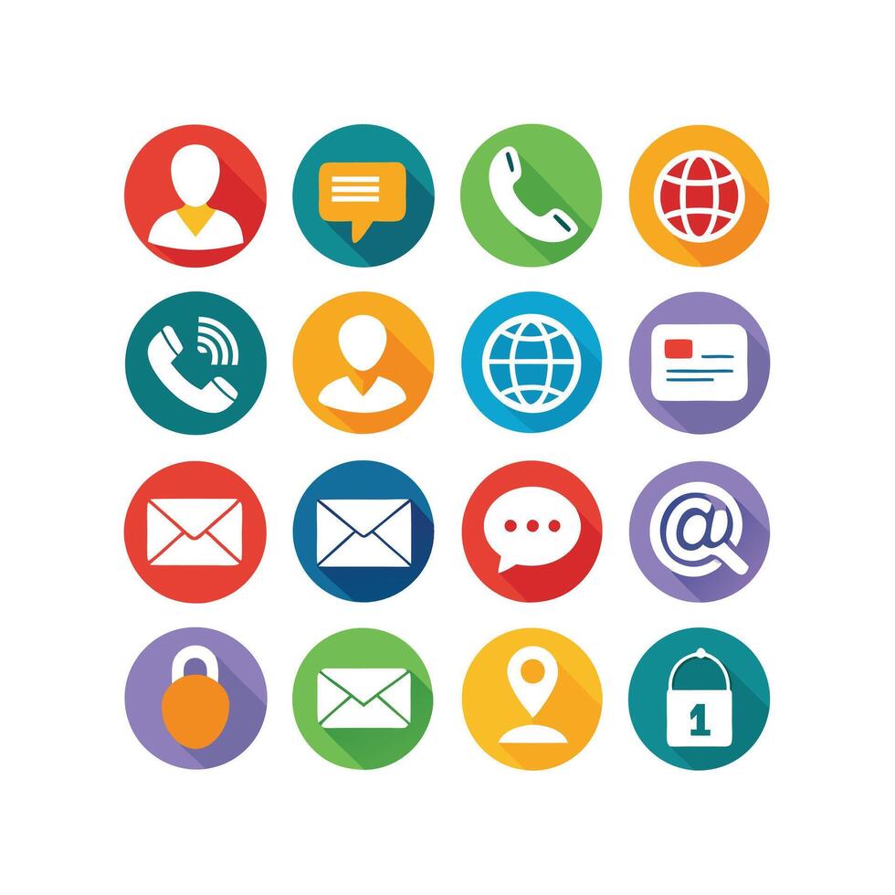 Contact Us icon set collection for websites and mobile applications vector