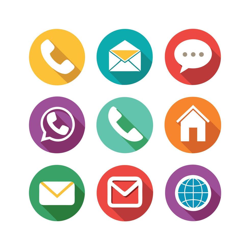 Contact Us icon set collection for websites and mobile applications vector