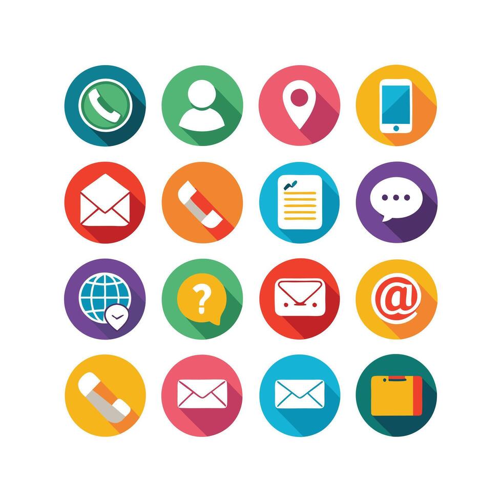 Contact Us icon set collection for websites and mobile applications vector