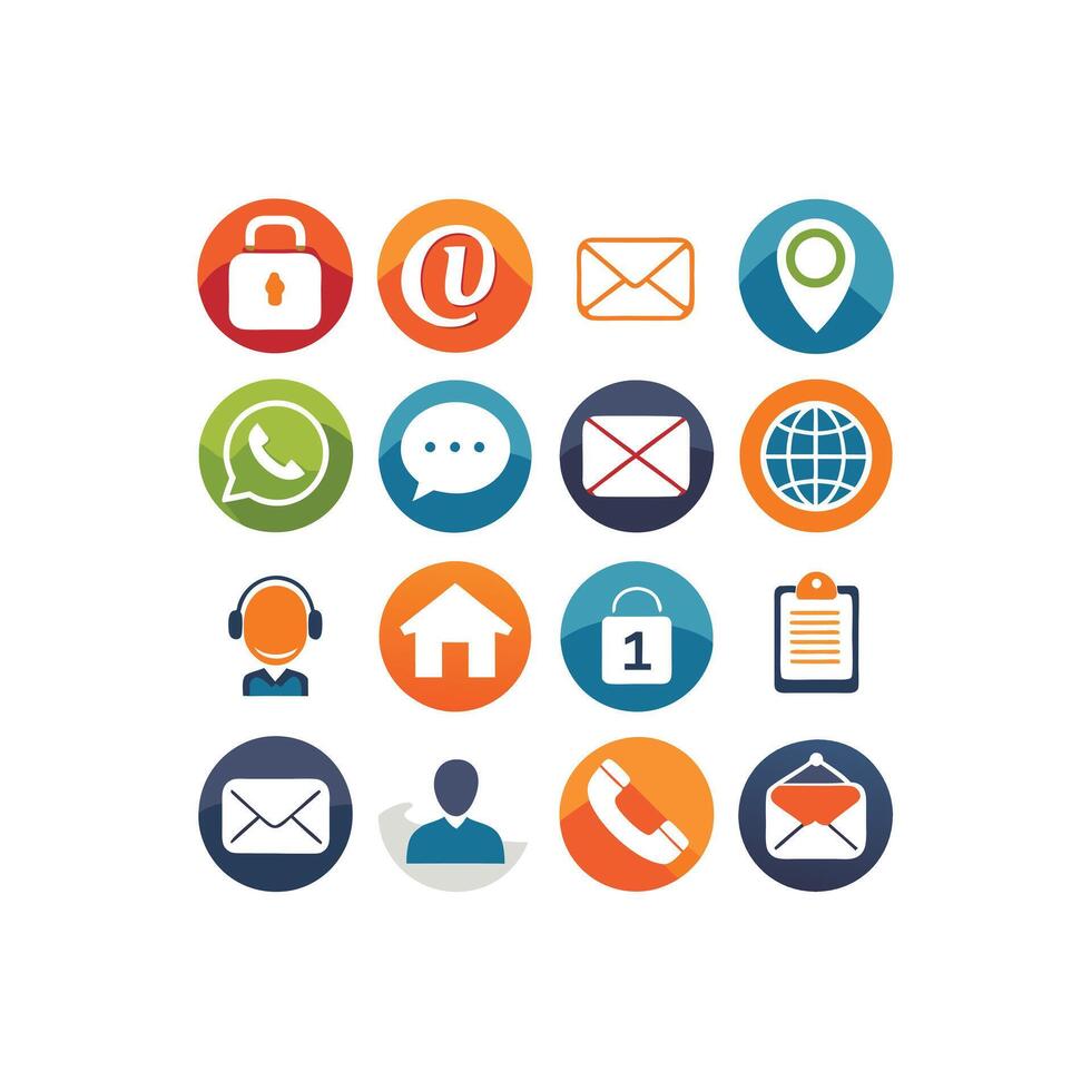 Contact Us icon set collection for websites and mobile applications vector