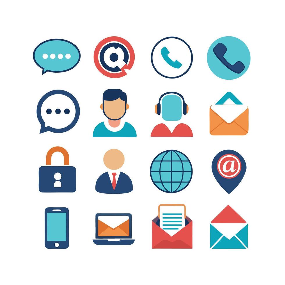 Contact Us icon set collection for websites and mobile applications vector