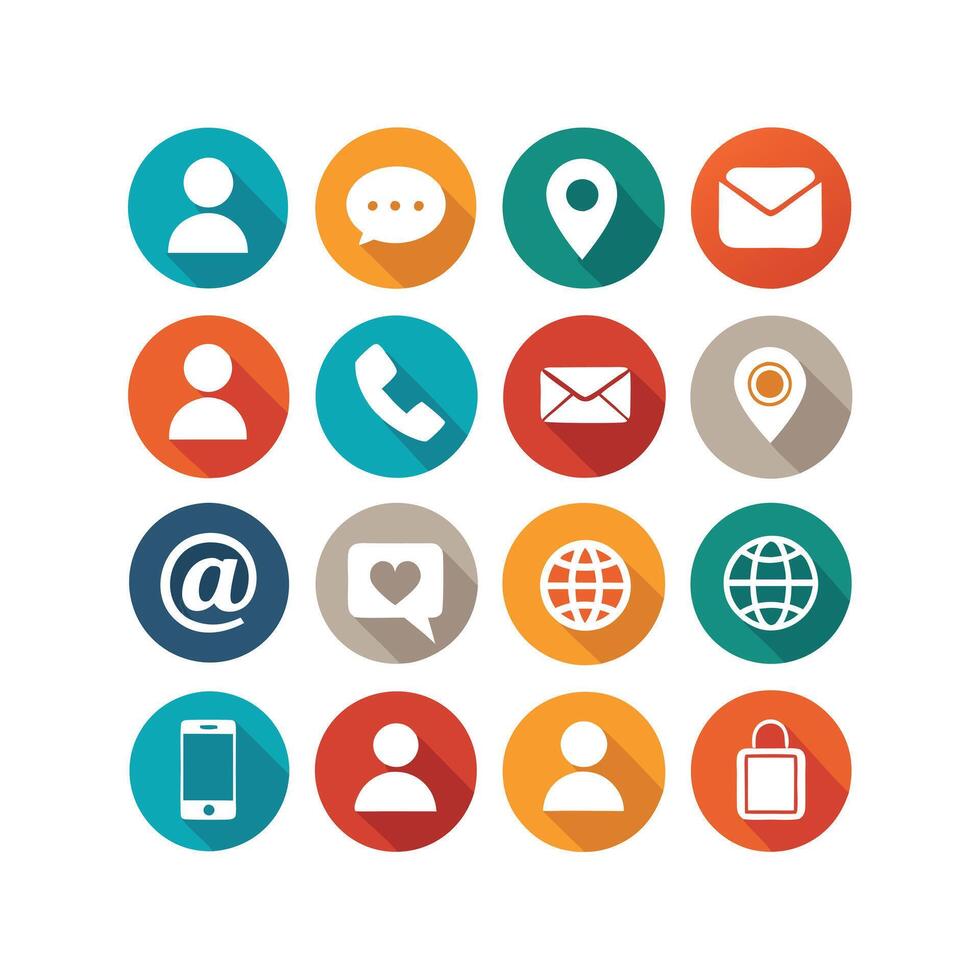 Contact Us icon set collection for websites and mobile applications vector