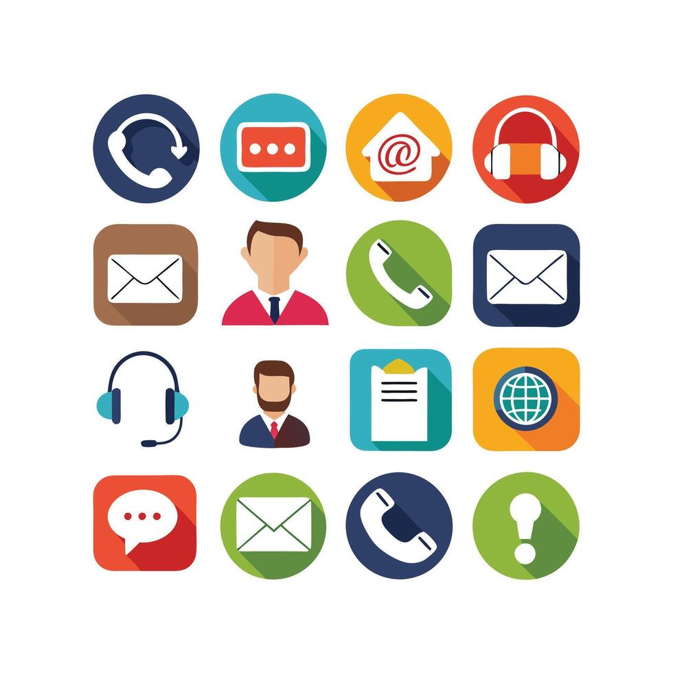 Contact Us icon set collection for websites and mobile applications vector