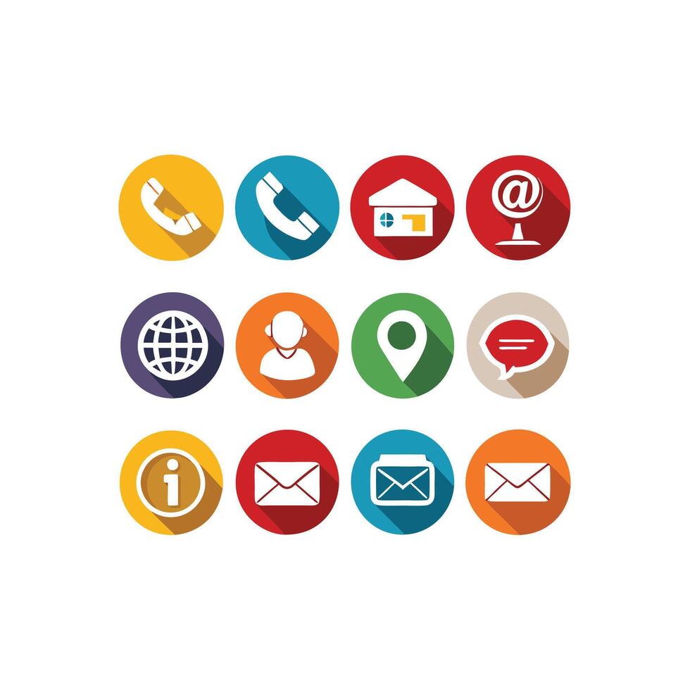 Contact Us icon set collection for websites and mobile applications vector