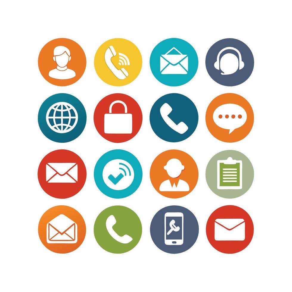 Contact Us icon set collection for websites and mobile applications vector