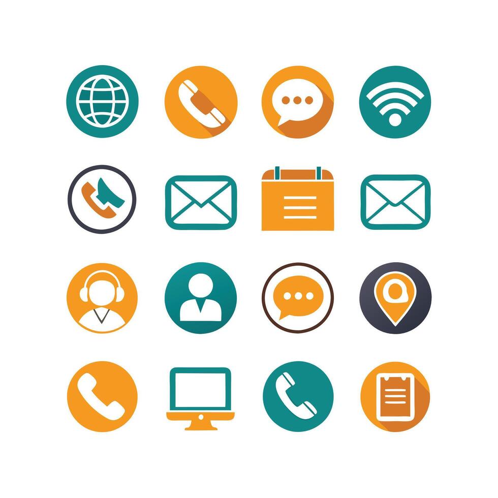 Contact Us icon set collection for websites and mobile applications vector