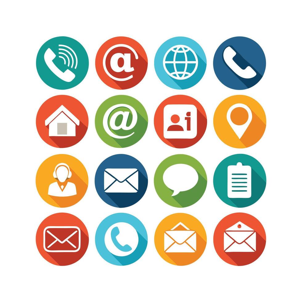Contact Us icon set collection for websites and mobile applications vector