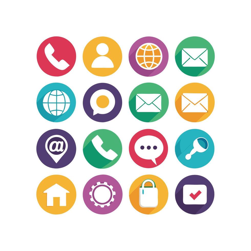 Contact Us icon set collection for websites and mobile applications vector