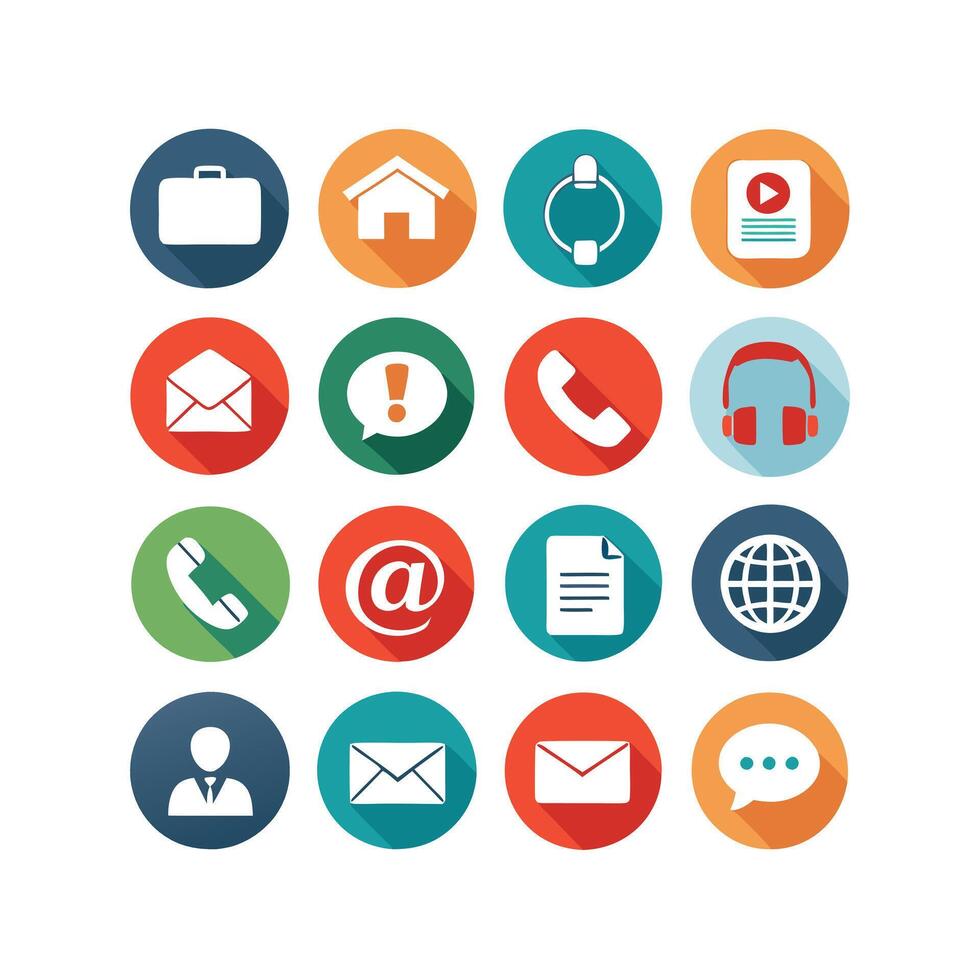 Contact Us icon set collection for websites and mobile applications vector