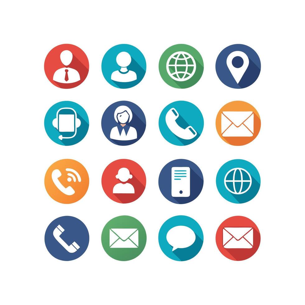 Contact Us icon set collection for websites and mobile applications vector