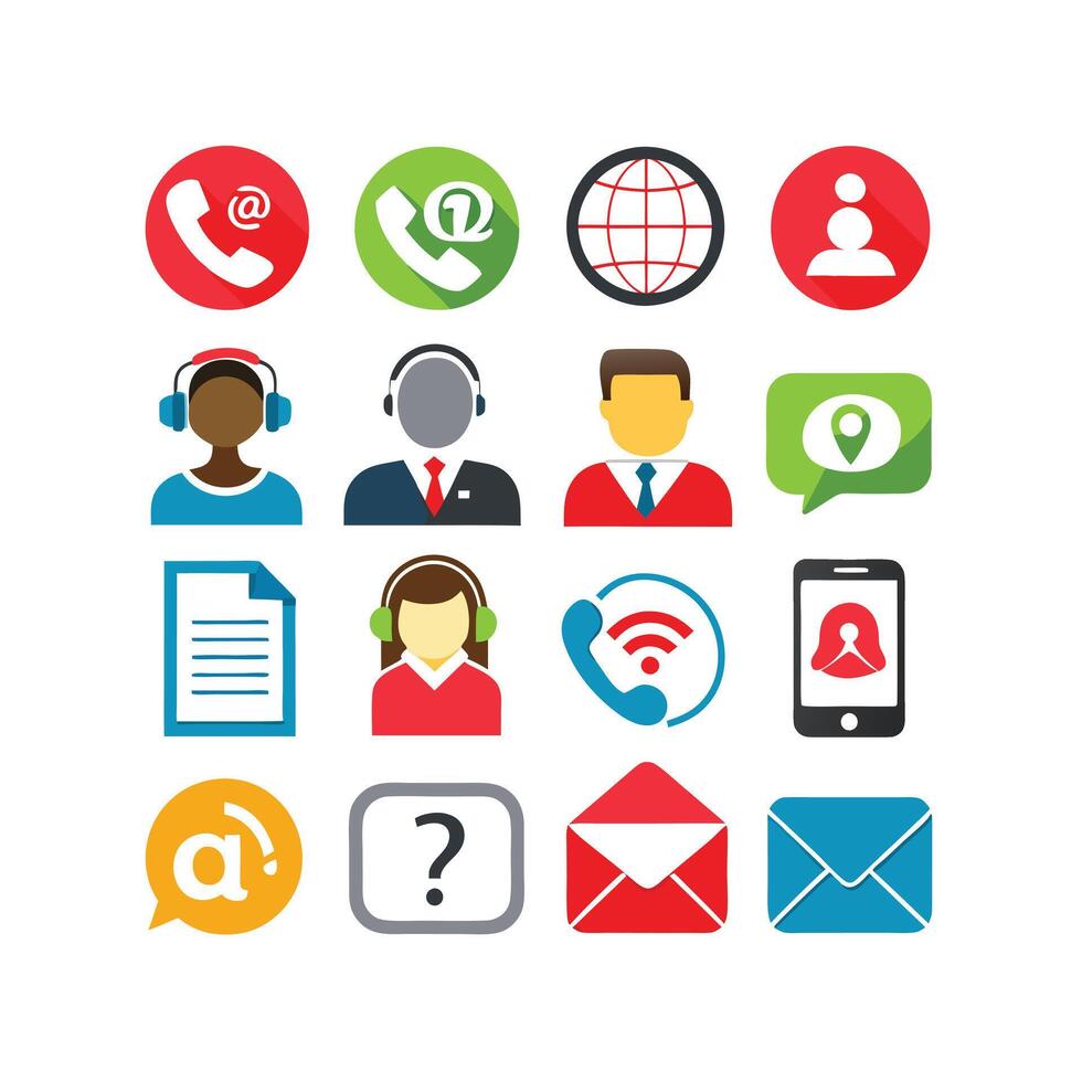 Contact Us icon set collection for websites and mobile applications vector