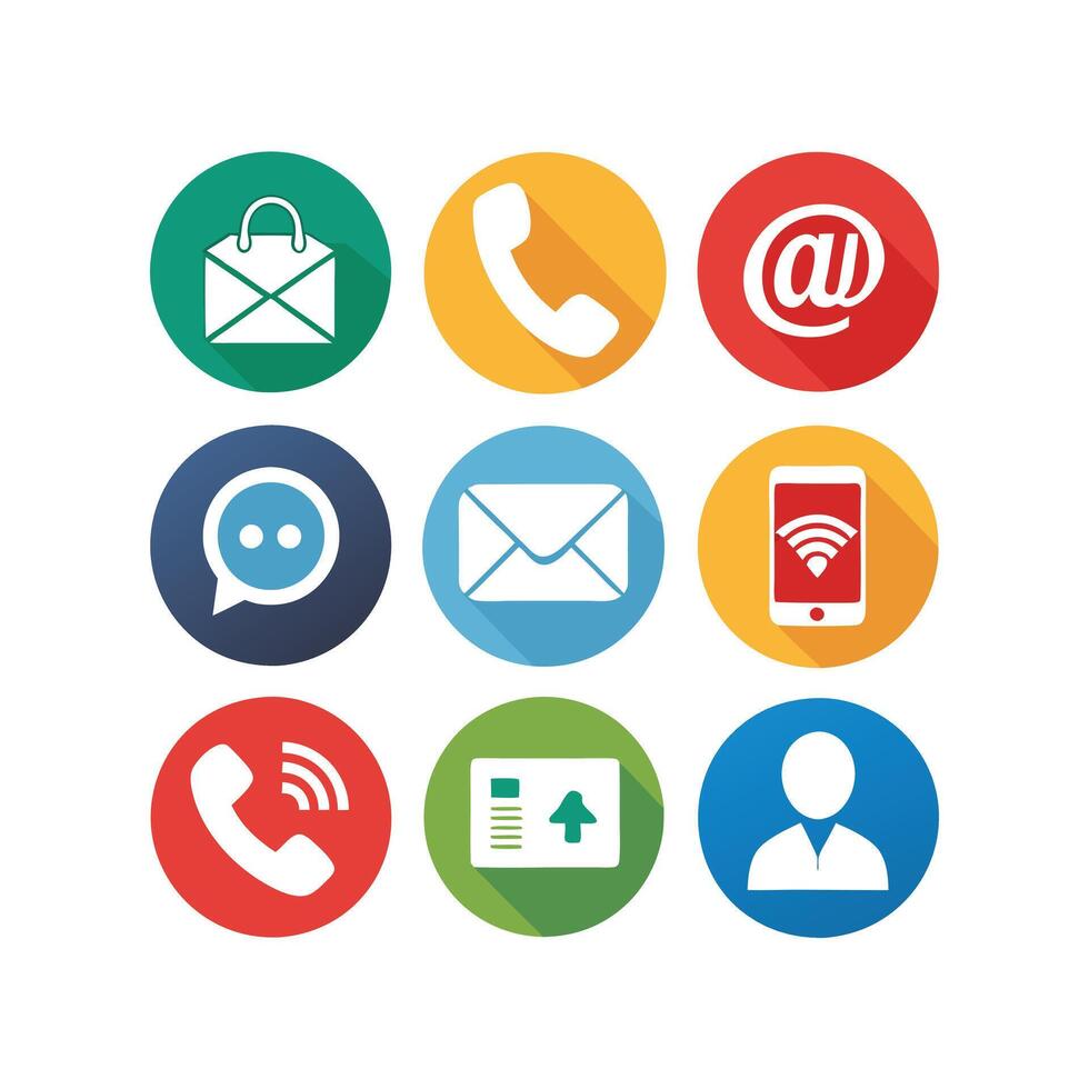 Contact Us icon set collection for websites and mobile applications vector