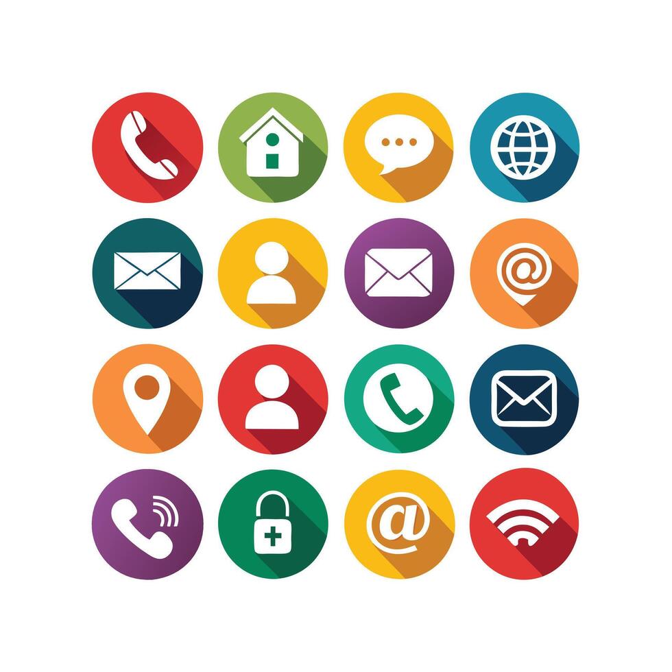 Contact Us icon set collection for websites and mobile applications vector
