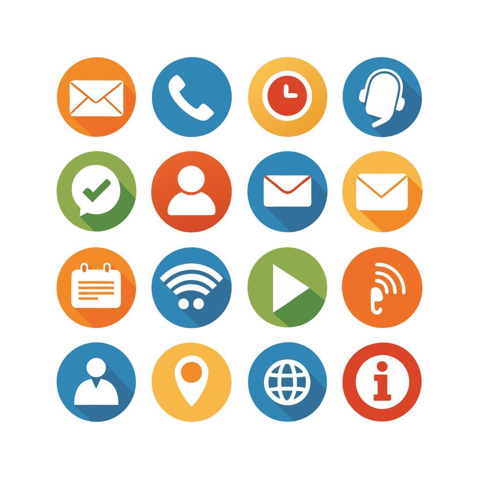 Contact Us icon set collection for websites and mobile applications vector