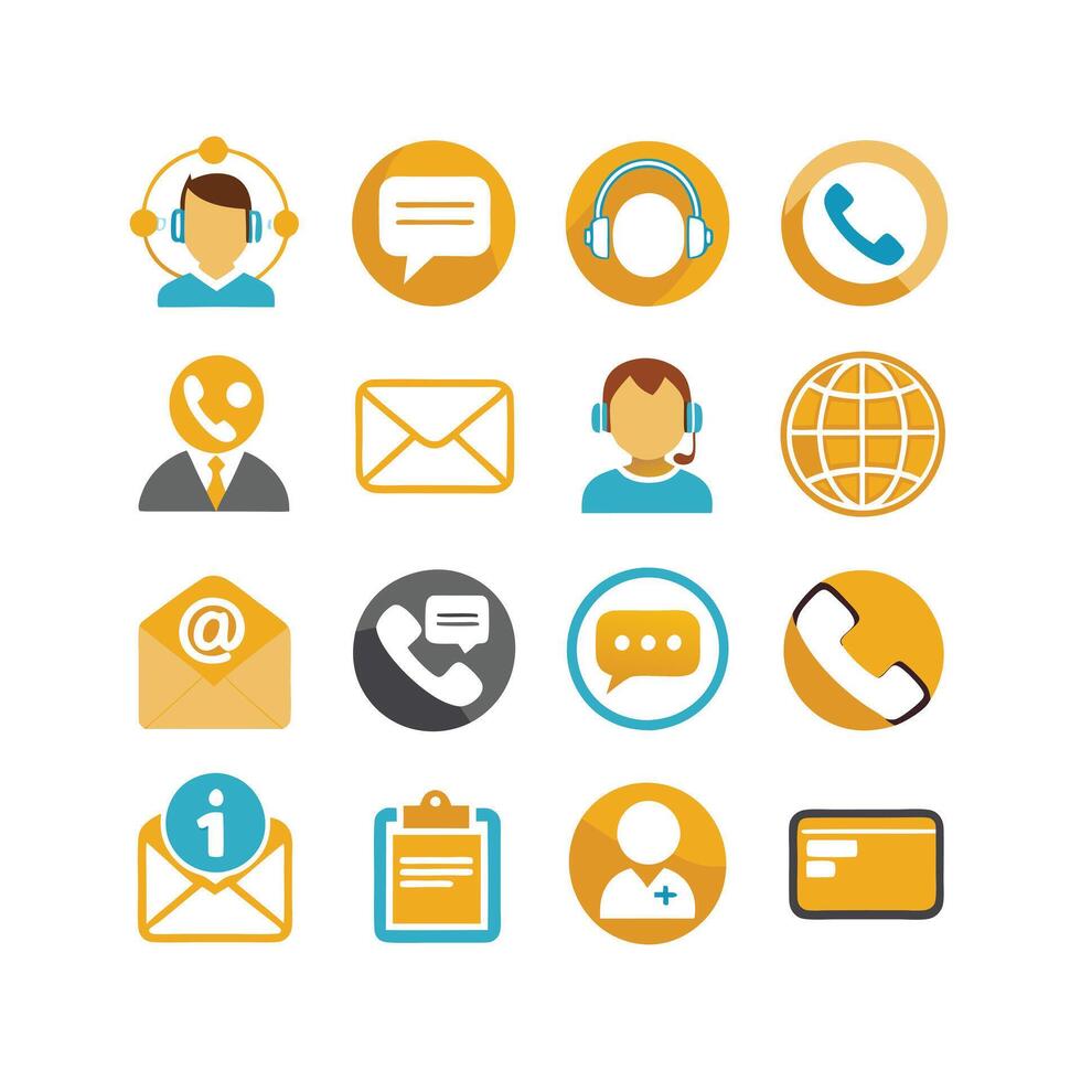Contact Us icon set collection for websites and mobile applications vector