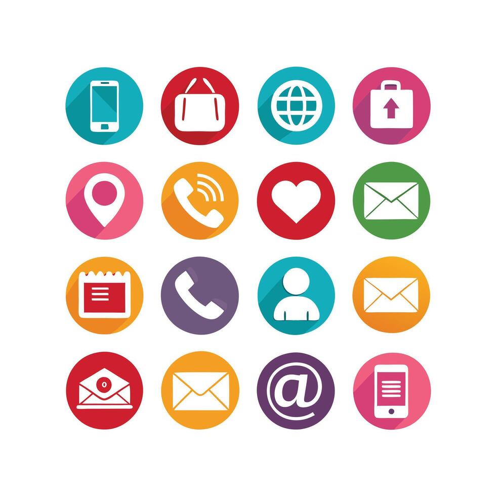 Contact Us icon set collection for websites and mobile applications vector