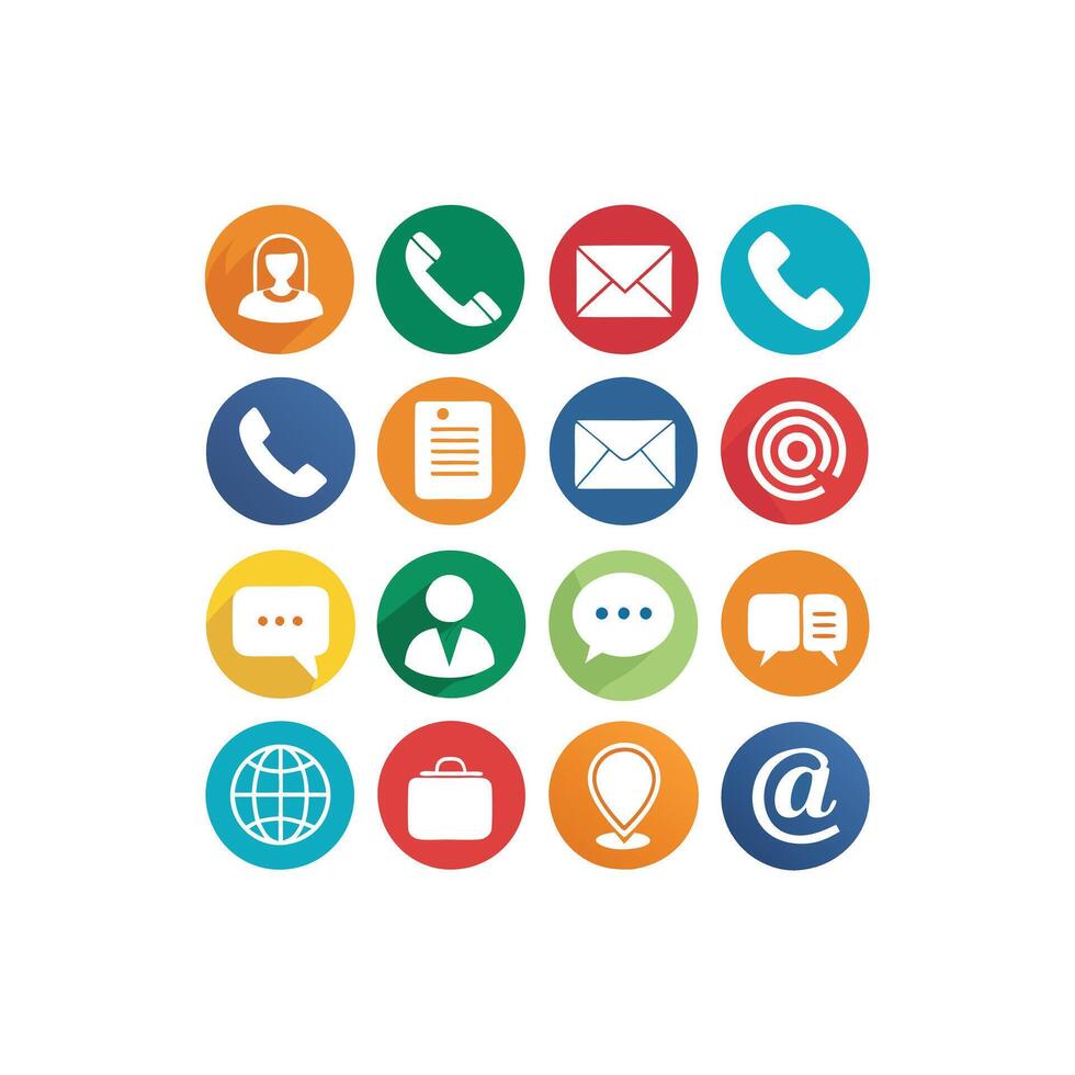 Contact Us icon set collection for websites and mobile applications vector