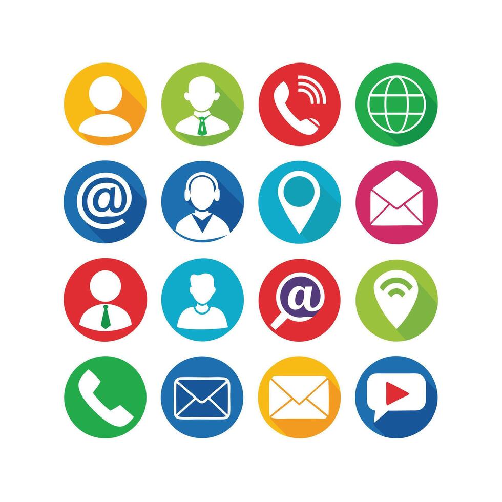Contact Us icon set collection for websites and mobile applications vector