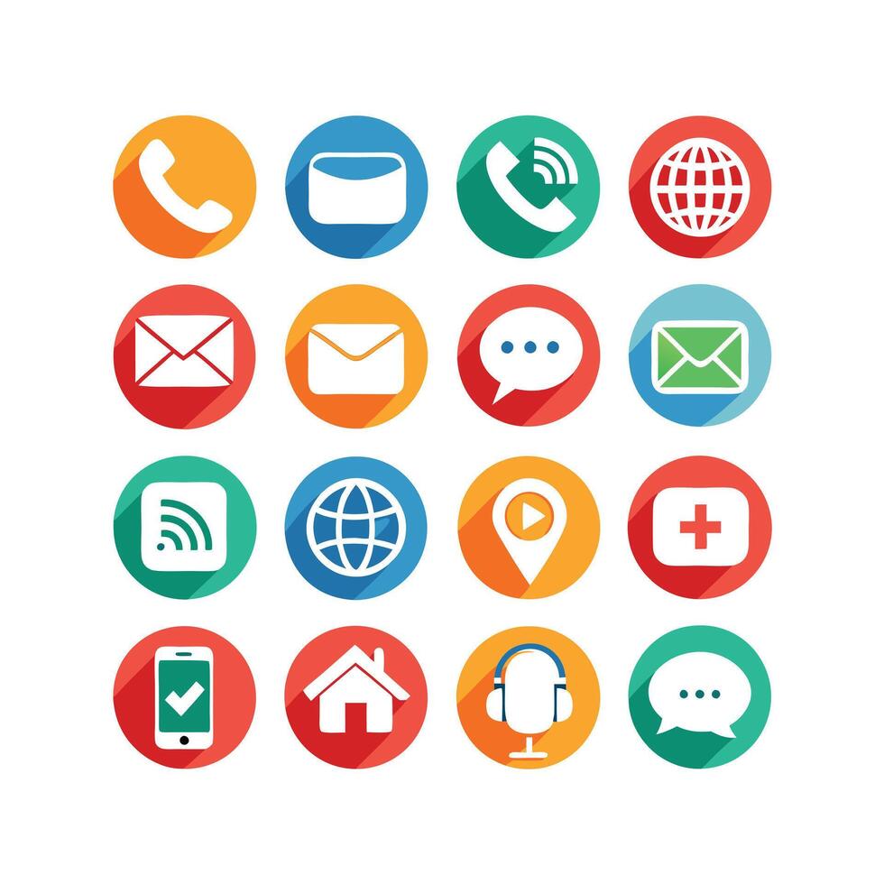 Contact Us icon set collection for websites and mobile applications vector