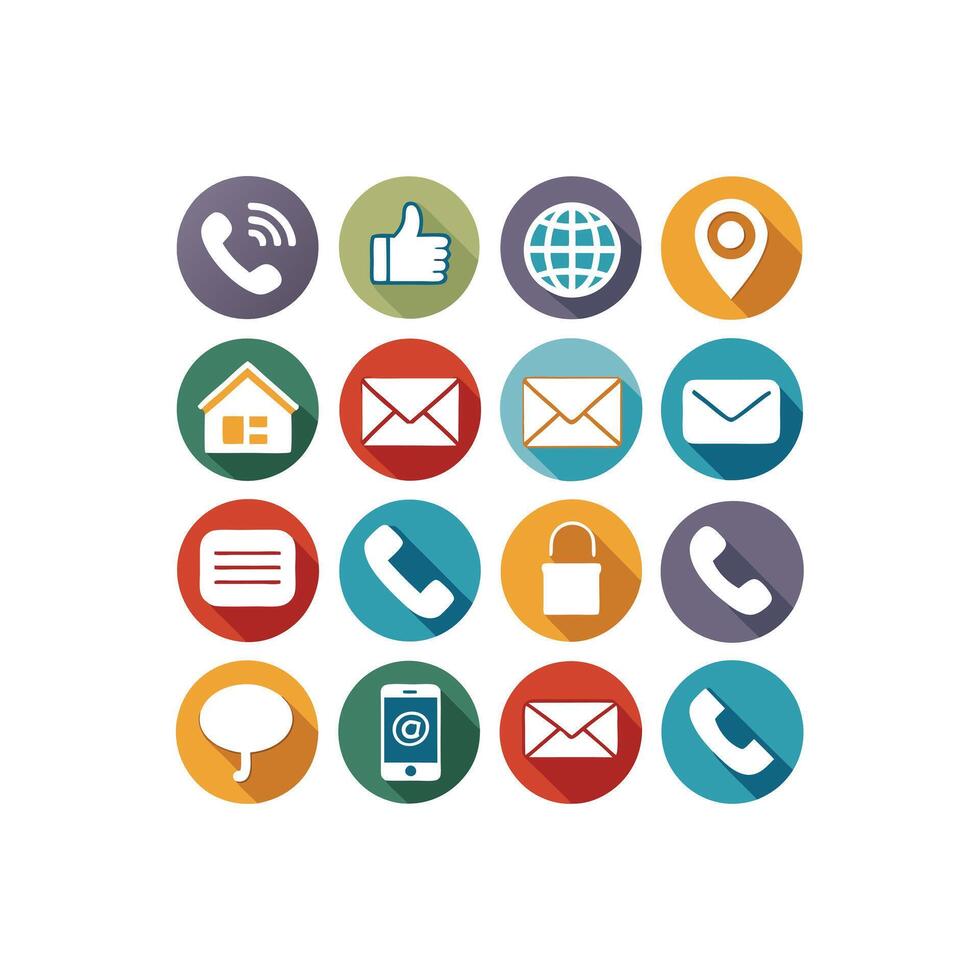 Contact Us icon set collection for websites and mobile applications vector