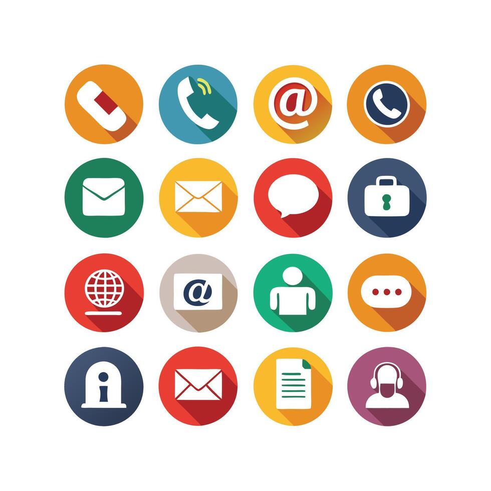 Contact Us icon set collection for websites and mobile applications vector
