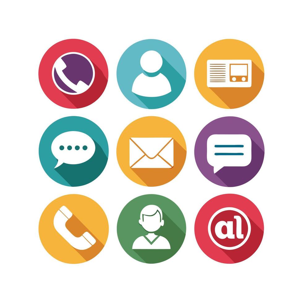 Contact Us icon set collection for websites and mobile applications vector