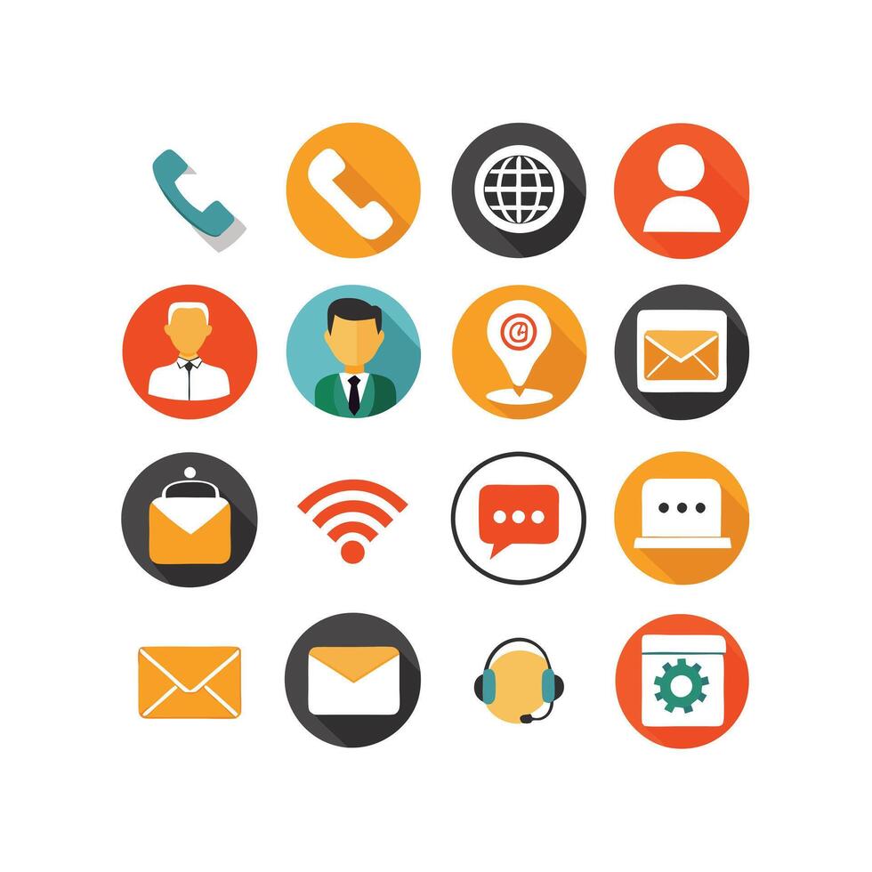 Contact Us icon set collection for websites and mobile applications vector