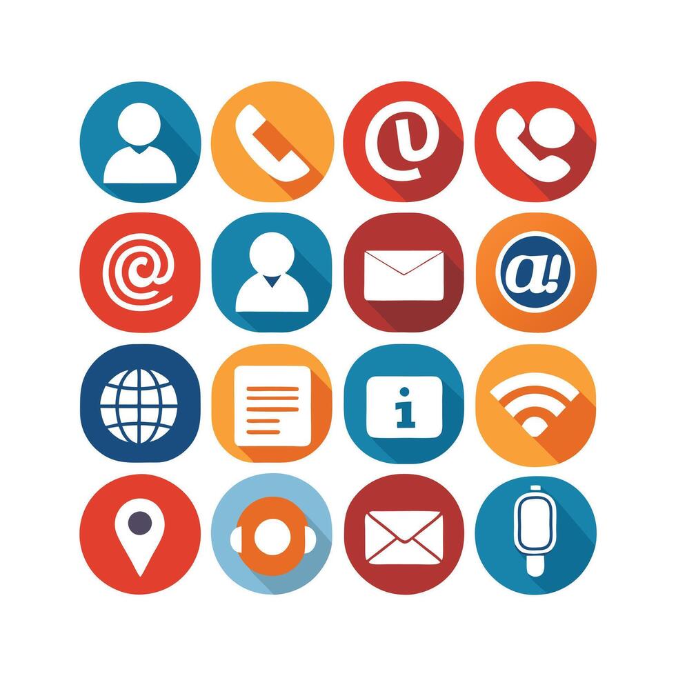 Contact Us icon set collection for websites and mobile applications vector